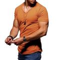Homme T shirt Tee Col V basique Décontractées Muscle Manche Courte Jaune foncé Marron foncé Bleu marine Rouge vin Kong Lan Noir Couleur unie Col V du quotidien Zippé Vêtements Polyester 1 pc basique