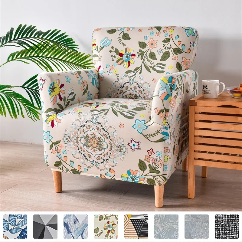 Stretch-Club-Stuhlbezug im pastoralen Stil, Spandex-Sessel-Schonbezüge, Einzelsitz-Sofabezüge für Arbeitszimmer, Bar, Theke, Hotel Image