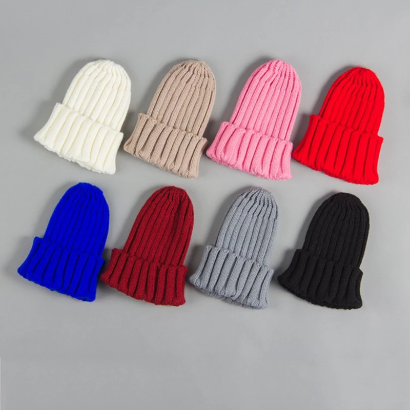 Herbst und Winter Männer und Frauen Kinder Woll mütze Flipped Hut Winter mütze warm gestrickt gestreiften spitzen Hut Eltern Kind h Image