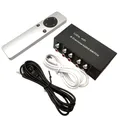 Nuovo RCA stereo a quattro vie 1 ingresso 4 uscite o 1 uscita 4 interruttore di selezione della sorgente del segnale audio senza perdita con telecomando + cavo USB