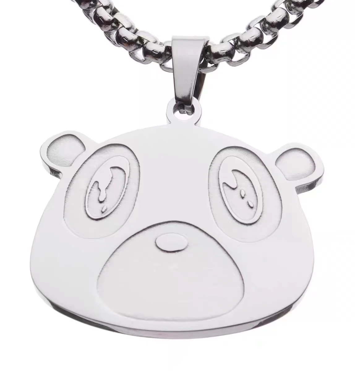 Collana con ciondolo in acciaio inossidabile con testa di orso carino Collana con coppia di ciondoli alla moda Accessori per gioielli di moda per uomini e donne