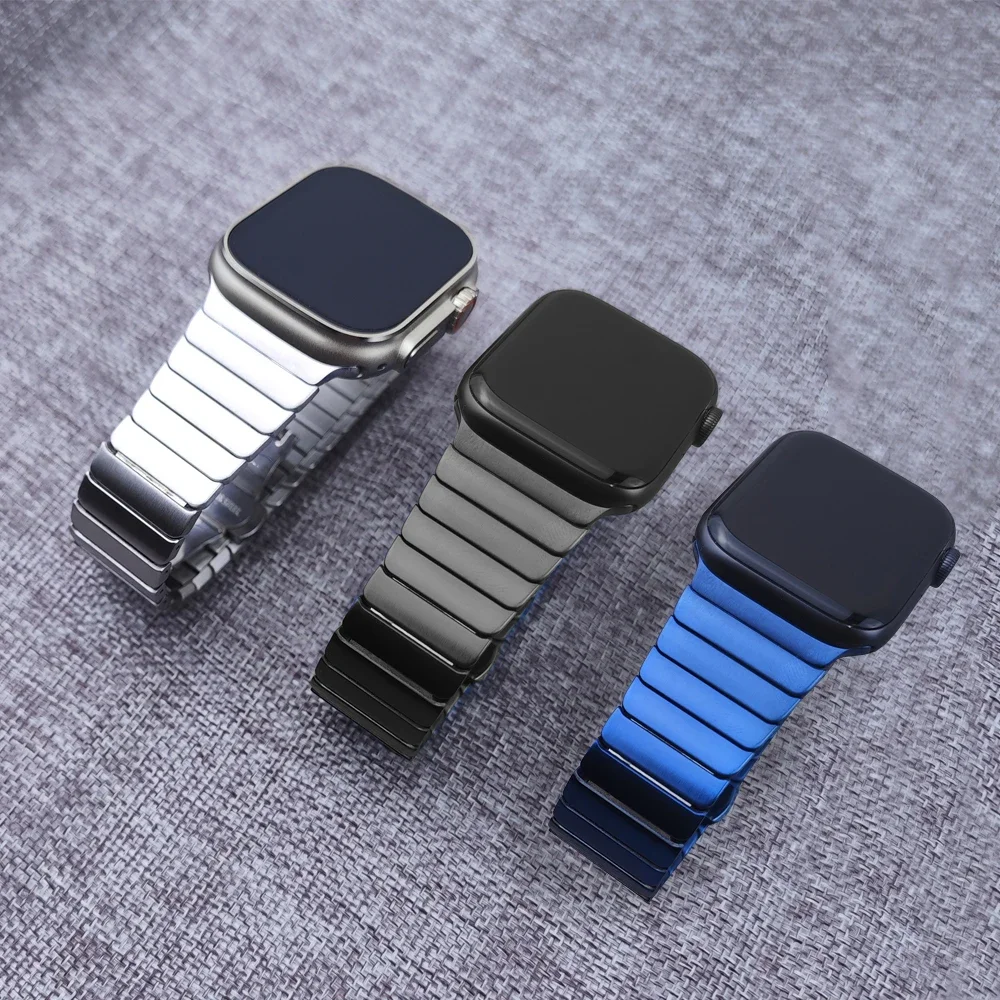 Luxuriöses Edelstahlarmband für Apple Watch 46 mm 10 9 8 7 45 mm 41 mm 38 42 44 40 mm Gliederarmband Iwatch Ultra 2 49 mm Metallarmband Image