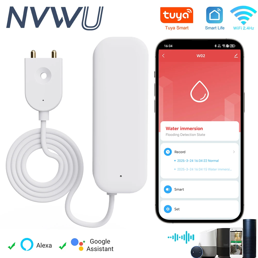 Tuya Smart WIFI Wasser Leckage Sensor Alarm Wasserstand Detektor Flut Leckage Sensor APP Fernbedienung Sicherheit Alarm System Image