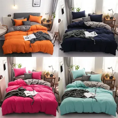 Nordic 3/4pcs solide Solar Bettwäsche Set Home Bett bezug Blatt Bett bezug ab Seite Schlafzimmer Dekor Queen King Size 150x200 x