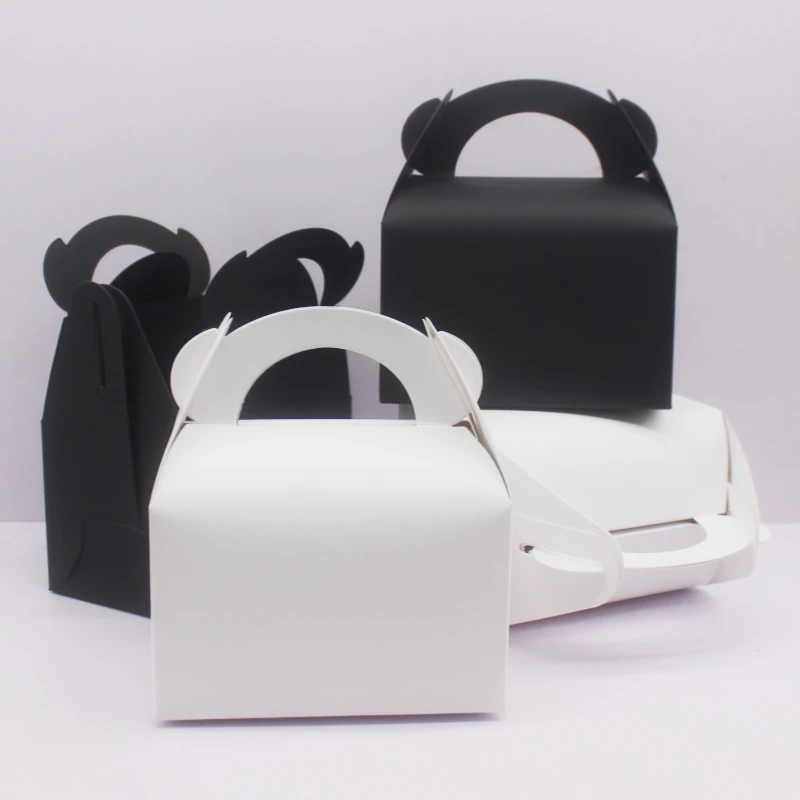10 stücke hausgemachte leere Papier Geschenk box. Schwarz-Weiß-Süßigkeiten/Hochzeitsgeschenk-Display-Verpackungs box. Image