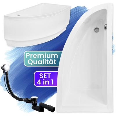 Badewanne Eckbadewanne 150x70 Rechts mit AcrylSchürze, Ablaufgarnitur & Füßen gratis - Komplettset Image