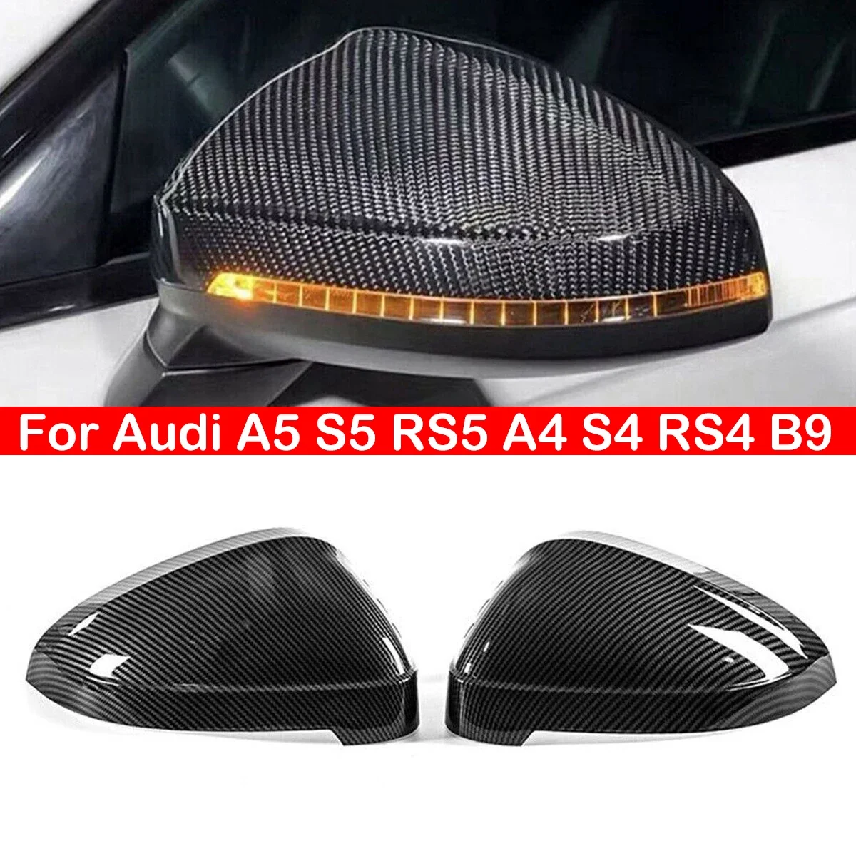 Für Audi A5 S5 RS5 A4 S4 RS4 B9 Real Carbon Fiber Auto Rück Seite Spiegel Abdeckung Flügel Kappe Außentür rückansicht Fall Trim Auto Image