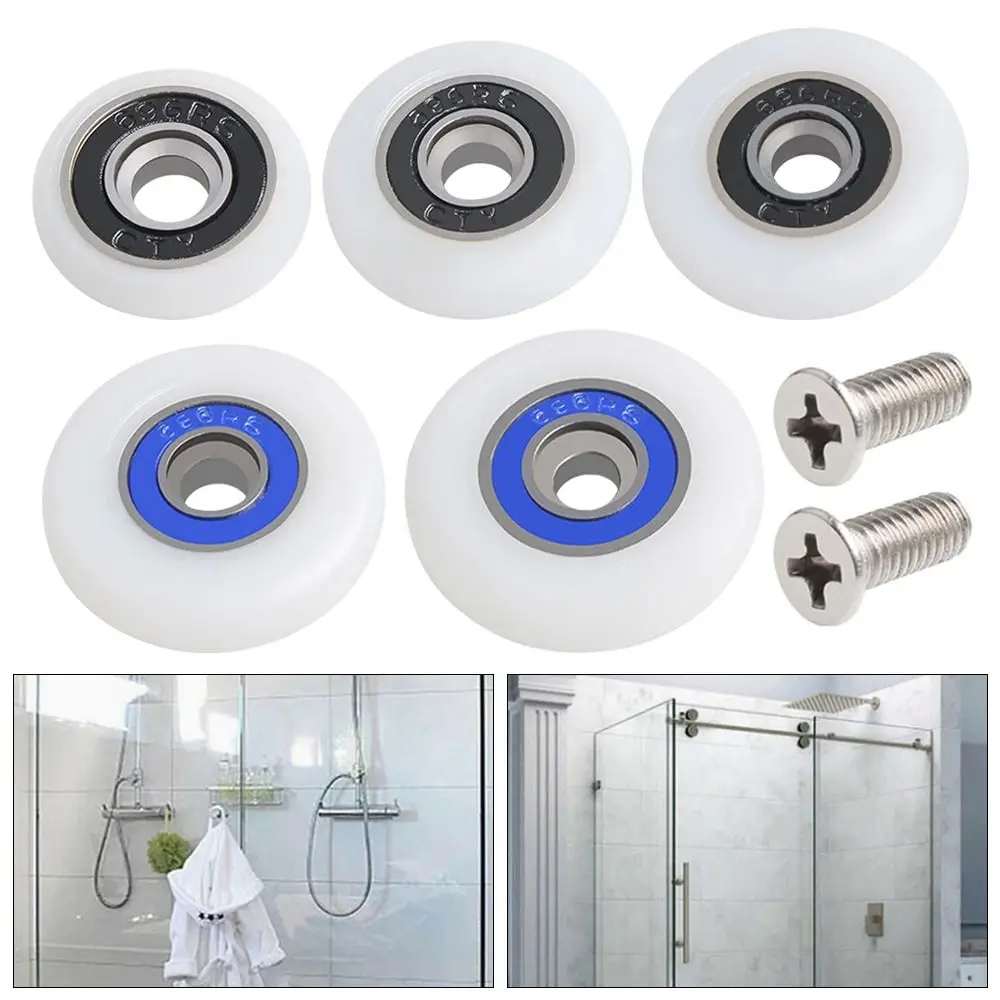 1 Stück/4 Stück Befestigungs zubehör Dusch tür rolle 19/23/25/27/29mm mit Schraubens chiebetür scheibe leise Nylon-Laufräder Image