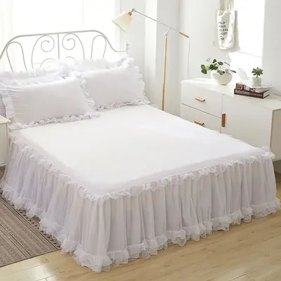 1PC Elegant Princess Bed Skirt Non-slip Mattress Cover Ruffled Lace Bed Skirt Bedsheet Protector Bedspread No Pillowcase