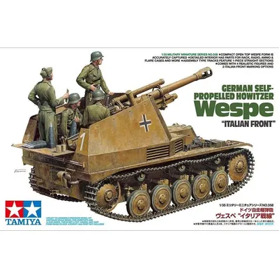 Tamiya 35358 1/35 Tank Modell Kit Deutsch Panzerhaubitze Wespe SdKfz.124 Image