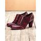 Women's Red Floral Lace-Up Heeled Oxford Shoes – Vintage Brogue Design with Rose Pattern for Retro and Steampunk Styles