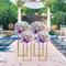 4Pcs Gold Flower Floor Stand Metal Column Flower Stand Flower Arrangement For Wedding Party Dinner