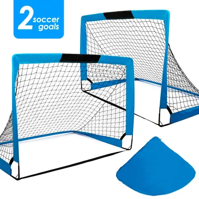 Portable Set of 2 Soccer Goals, 4x3ft Folding Soccer for Backyard Training for Kids and Teens