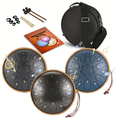 Steel Tongue Drum with Handbag Drumsticks 15 Notes Child Beginner Hand Drum Yoga Meditation Sound