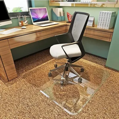 Tempered Glass Chair Mat with Exclusive Beveled Edge | 36 x 46 Inch | The Ultimate in Office