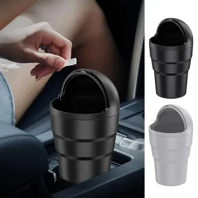 Car Trash Can Cup Holder Bin rolling cover type Leakproof Odor Blocking Waterproof Garbage Organizer