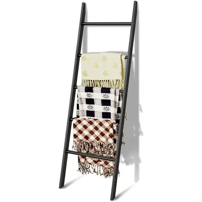 Non-Folding 4.8FT(57.5'') Blanket Quilt Holder Rack Decorative Ladder, Easy Assembly, Rustic