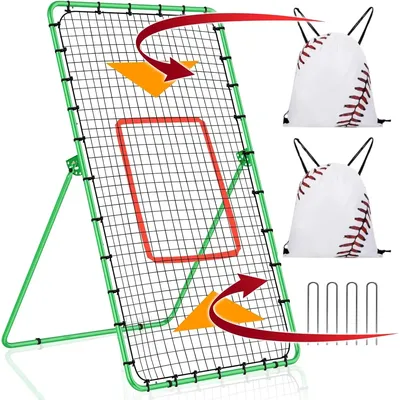 [3-in-1] Pitch Back Rebounder Practice Net, 6x4 FT Adjustable Bounce Back Return Net for Volleyball