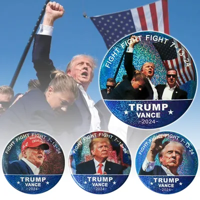 4pcs 2024 Trump Button Tinplate Pins Set US President Brooch Badge for Backpack Accessories Decor