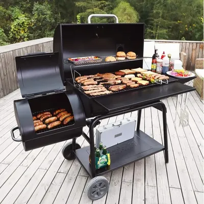 Charcoal Grill with Offset Smoker, Outdoor Smoker with 1200 Sq. In. Cooking Area for Outdoor