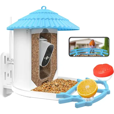 NPET Smart Bird Feeder with Camera Solar Powered, High-Definition 4MP Video Camera Night Vision,