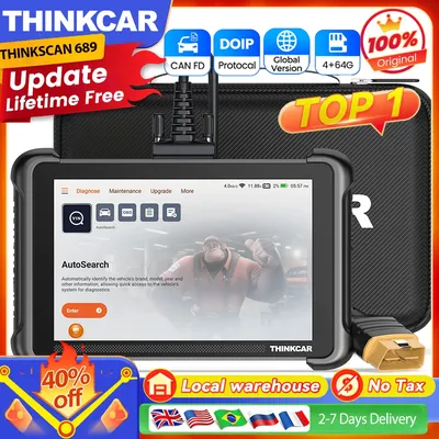 THINKCAR THINKSCAN 689 OBD2 Scanner Full System Diagnosis CANFD/DOIP ECU Coding Bidirecional 34 Reset Lifetime Free Update