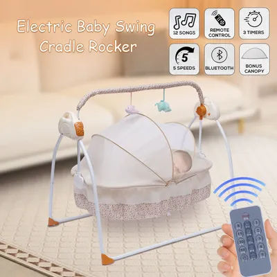 Electric Baby Cradle Automatic Swing Sleeping Rocking Basket Bassinet Newborn Crib Bed With MP3