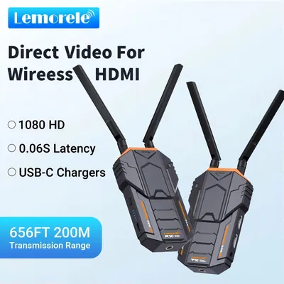 Lemorele Wireless Extender Kit 200M 5.8Ghz Wireless HDMI Transmitter and Receiver HDMI Extender