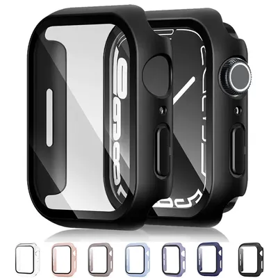 Glass+Cover For Apple Watch case 9 8 7 6 SE 3 iWatch Accessorie Screen Protector Apple watch series