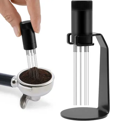 2Pcs Portable Coffee Distributor Needle Ergonomic Espresso Distribution Tool with Stand Rustproof