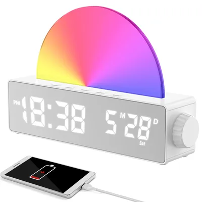 Sunrise Alarm Clock Touch Control Wake Up Light Dawn Simulator Alarm Clocks 7-Color LED Digital