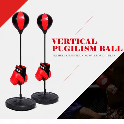 Adjustable Height Kids Punching Ball Bag Speed Boxing Sports Set Fighting Game With Gloves