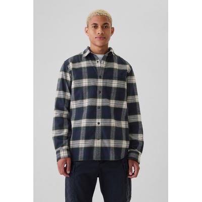 Gap Mens Navy Blue Midweight Cotton Long Sleeve Flannel Shirt - Navy Blue