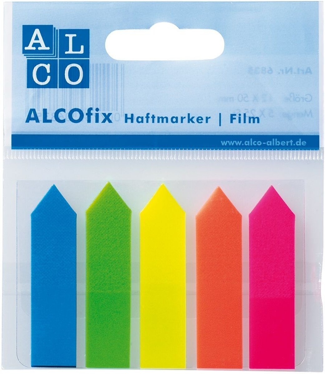 ALCO Haftmarker Pfeil 12x50mm VE=125 Blatt 5 Farben Image