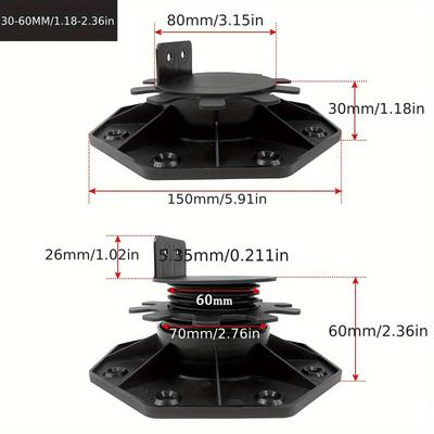 TEMU Lars360 Bearings Height-adjustable Plate Bearings Base Basic Adjustable Feet Patio Bearing For Decking Substructure Wpc Wood Plastic Decking Panels Image