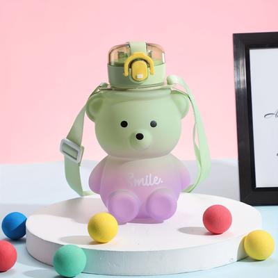 TEMU Cute Gradient Bear Cartoon Water Cup Summer High Appearance Level Portable Kettle Cup Straw Plastic Cup