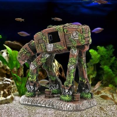 TEMU 1pc Creative Aquarium Decor Resin Themed Robot Dog Figure For Fish Tank Ornament, Versatile Room Decor For Indoor And Outdoor, Electricity-free Display Collectible