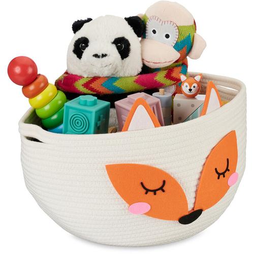 Aufbewahrungskorb für Kinder, Baumwollkorb Fuchs, h x d: 26 x 35 cm, Spielzeugkorb Kinderzimmer,