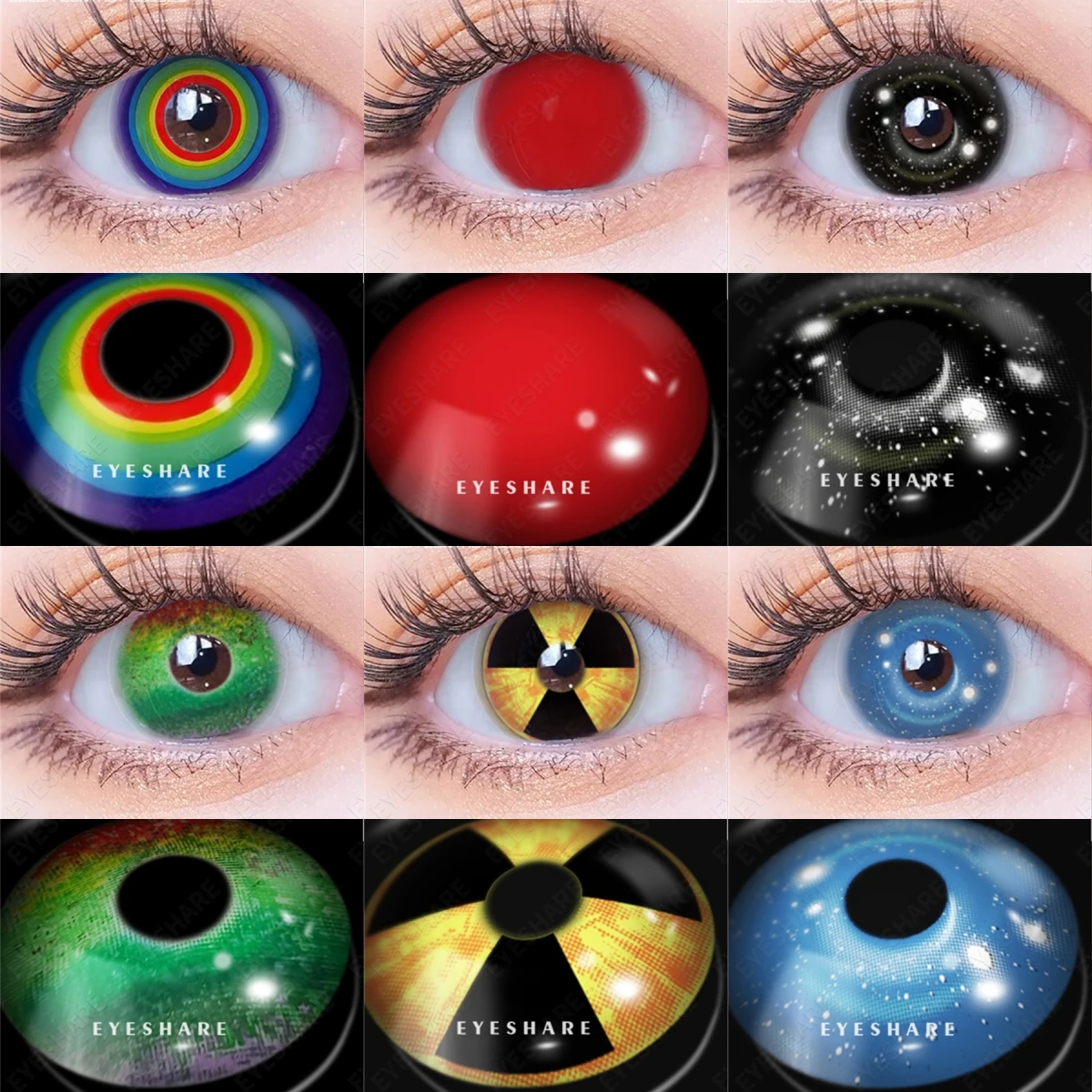 EYESHARE lentilles de contact colorées Halloween lentilles de contact rouge fou lentilles pour les yeux noirs Anime 1 paire (2 pièces) lentilles de maquillage de beauté Cosplay