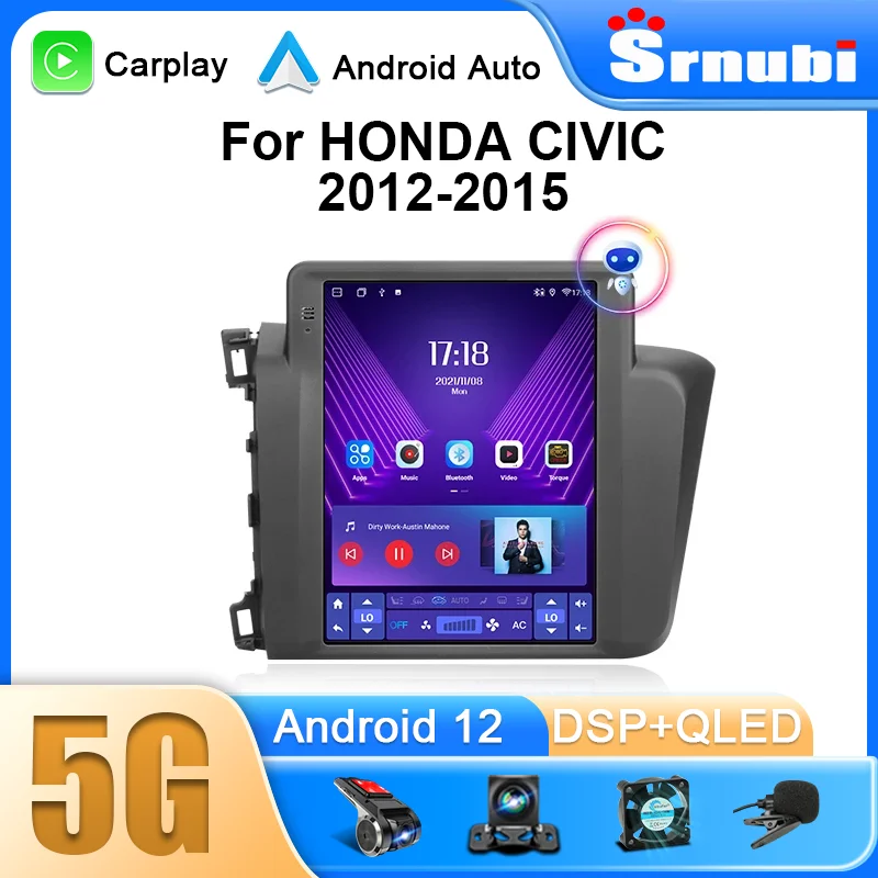 Für Honda Civic 2010-2015 Android 12 Autoradio Multi midia Video Player Navigation Carplay 2 Din GPS Head Unit Stereo 2012 "Audio Image