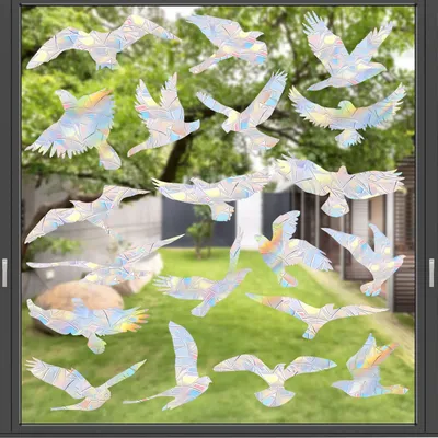20 Stück Vogel Fenster Aufkleber Anti-Kollision Vogel Fenster Aufkleber wieder verwendbare Prisma Vogel Fenster haftet statische nicht klebende Vogel Aufkleber Image