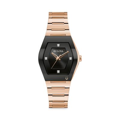 Bulova Modern Watch, 30mm - Black/Rose Gold