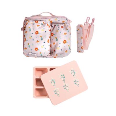 Austin Baby Co Unisex Bento and Lunch Bag Set - Ages 6 months + - Wildflower Ripe Peach