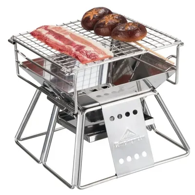 Camping moon Outdoor Camping Grill Holzkohle grill vertikal verstellbar Grill maschine faltbar tragbare Edelstahl Grill