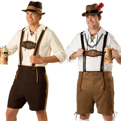 Klassische männliche Oktoberfest Kostüme bayerische Männer Hosenträger Lederhosen Kostüm Cosplay Karneval Halloween Party Phantasie Outfit Image