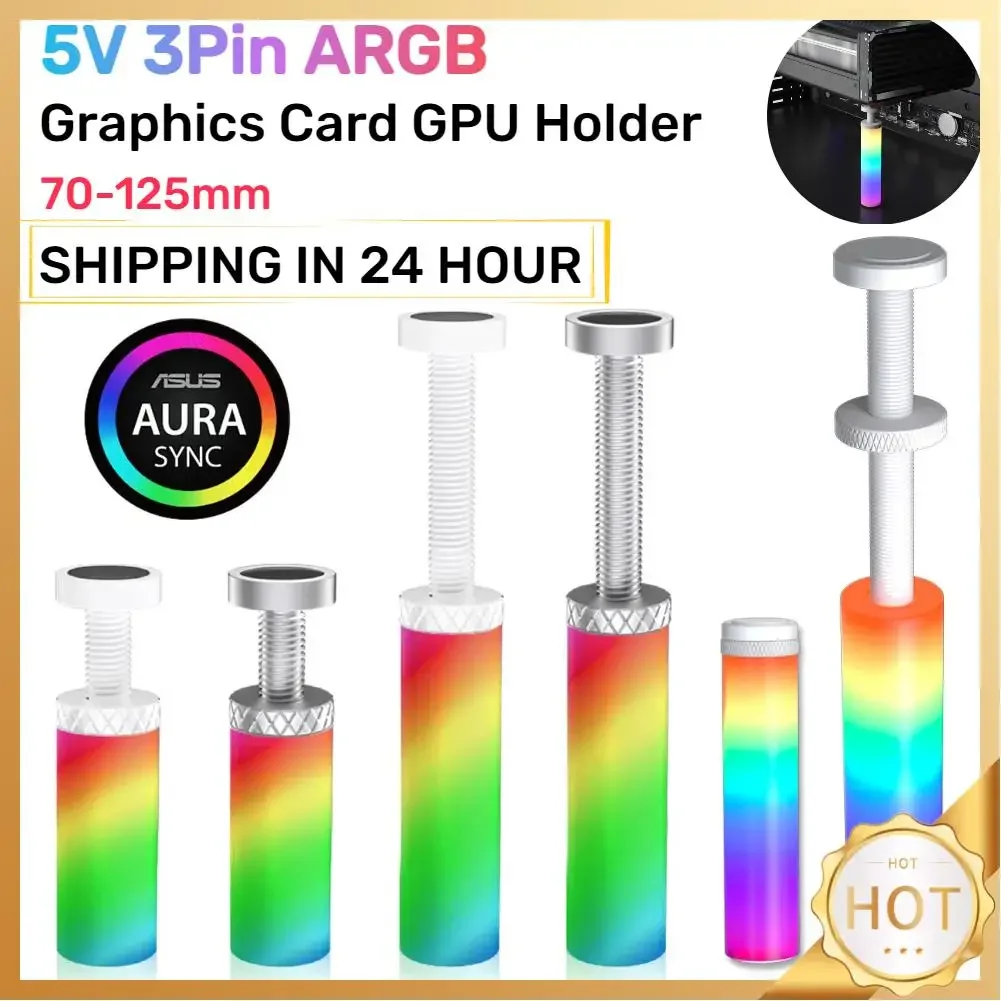 5v 3pin Argb Grafikkarte GPU Halter Unterstützung einstellbare teleskop ische rotierende Aluminium legierung Magnet basis Desktop-PC-Zubehör Image