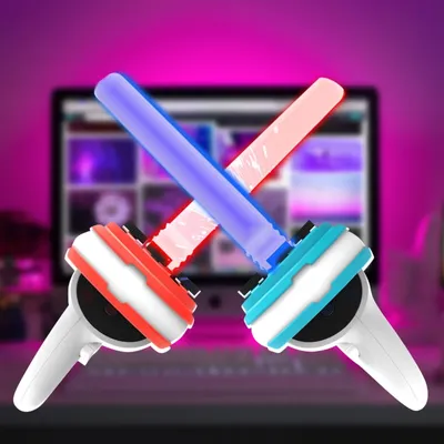 For Oculus Quest 2 Right&Blue Beat Saber Handles Controller Dual Lightsaber Extension Grips VR