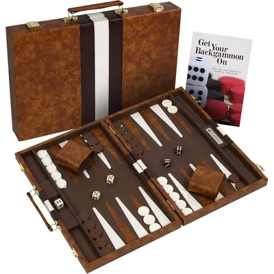 Top Backgammon Set - Classic Board Game Case - Best Strategy & Tip Guide - Available in Small,