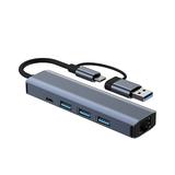 Bdday USB 3.0 To Ethernet Adapter 5 In 1 Multiport Hub With Gigabit And Type-C Power Port LAN Network Adapter Laptop PC And More
