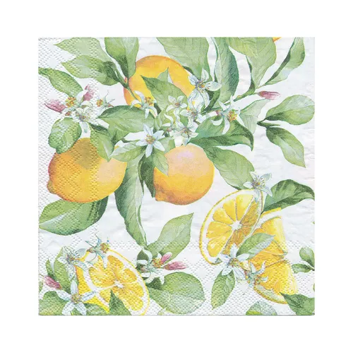 Serviettes en papier ""citrons"", 33 x 33 cm, 20 pièces